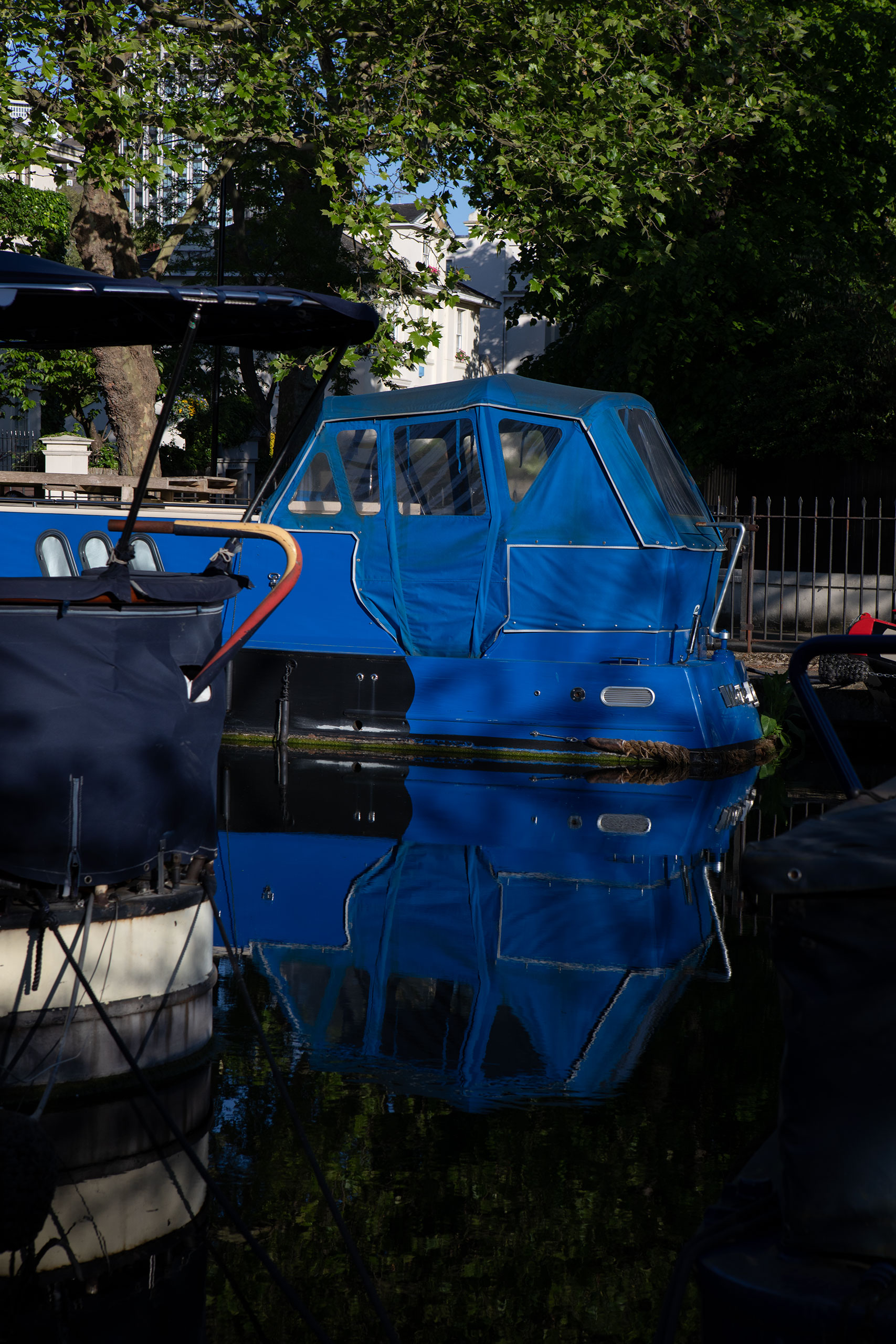 canal-boat-blue-london-uk